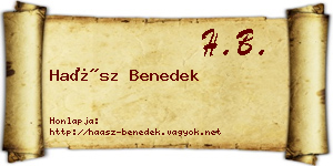 Haász Benedek névjegykártya